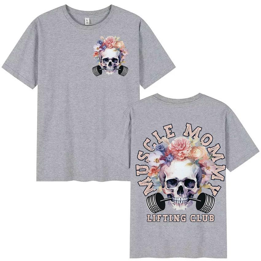 Muscle Mommy Lifting Club Aesthetic T Shirt Men Women Harajuku Vintage Fashion T-shirts 100% Cotton Oversized T-shirt Streetwear