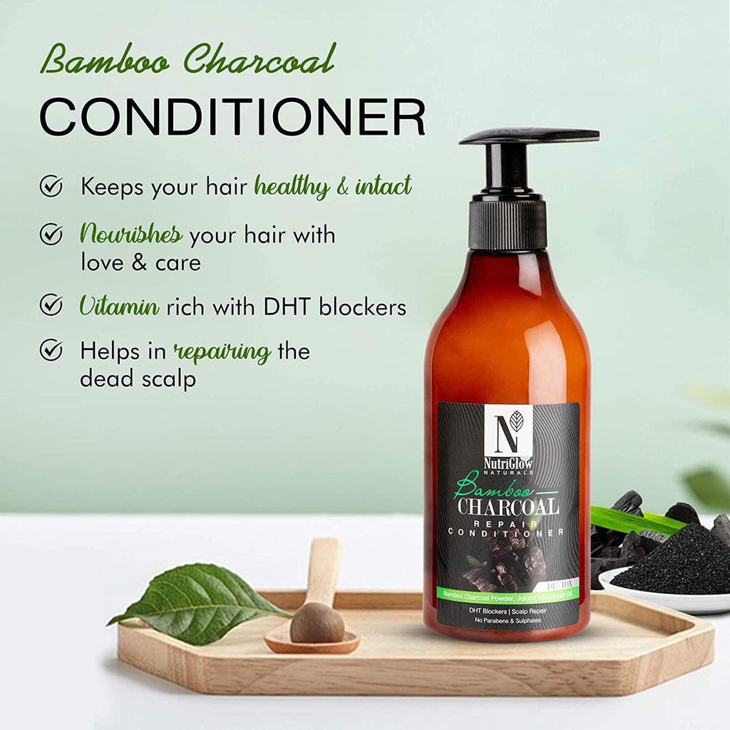NutriGlow Natural's Bamboo & Charcoal Conditioner With Jojoba & Argan Oil 10 oz