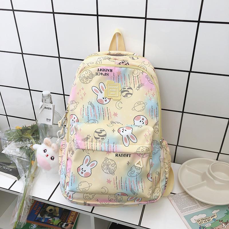 2023 New Cartoon Printed Backpack For Girls Korean Version Cute And Lightweight Nylon Material Breathable And Durable School Shoulder Bag