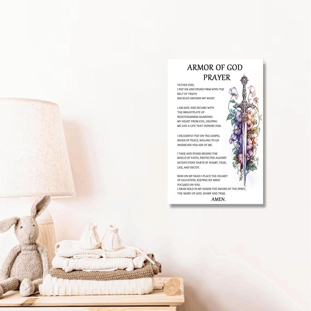 Armor of God Canvas Wall Art Christian Spiritual Warfare Prayer Wall Art,Victorious Christian Living Quotes Painting Artwork Wall Decor For Home