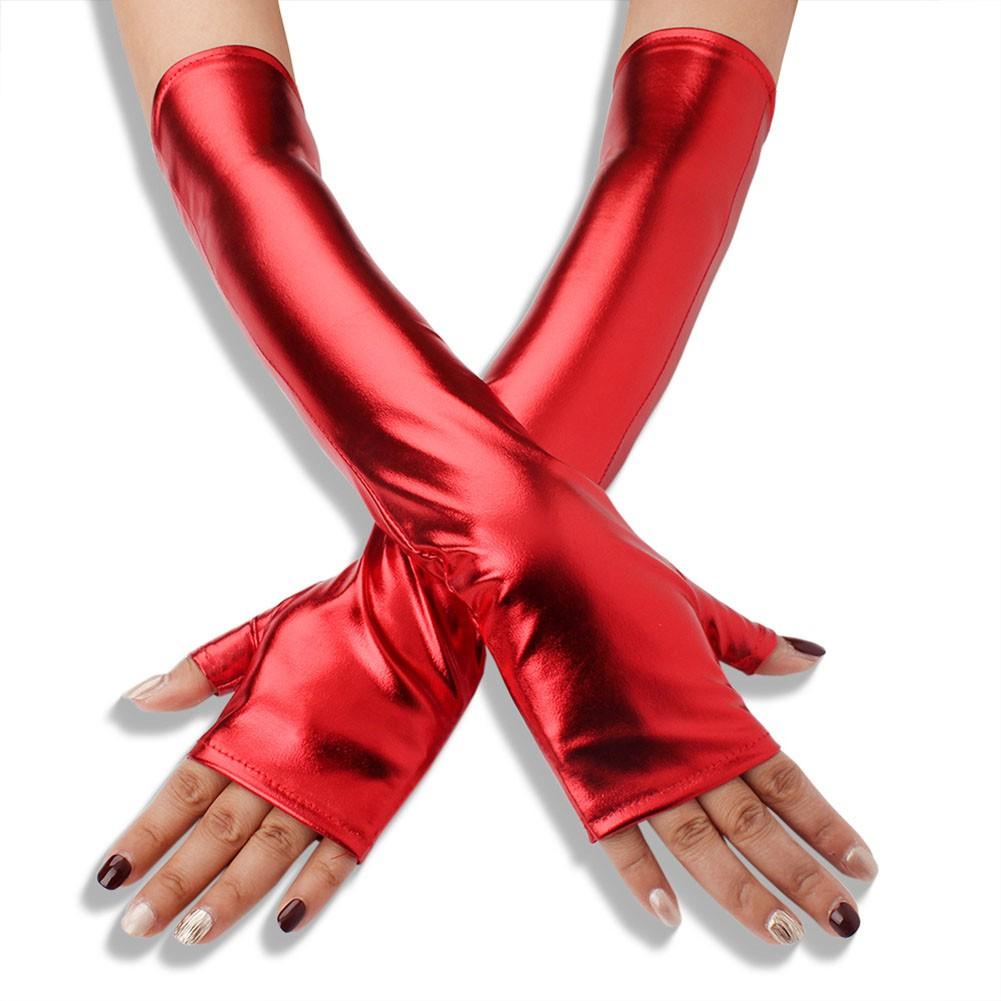 

Изысканный стильный вид 40 см кожаные перчатки без пальцев уже в продаже красный