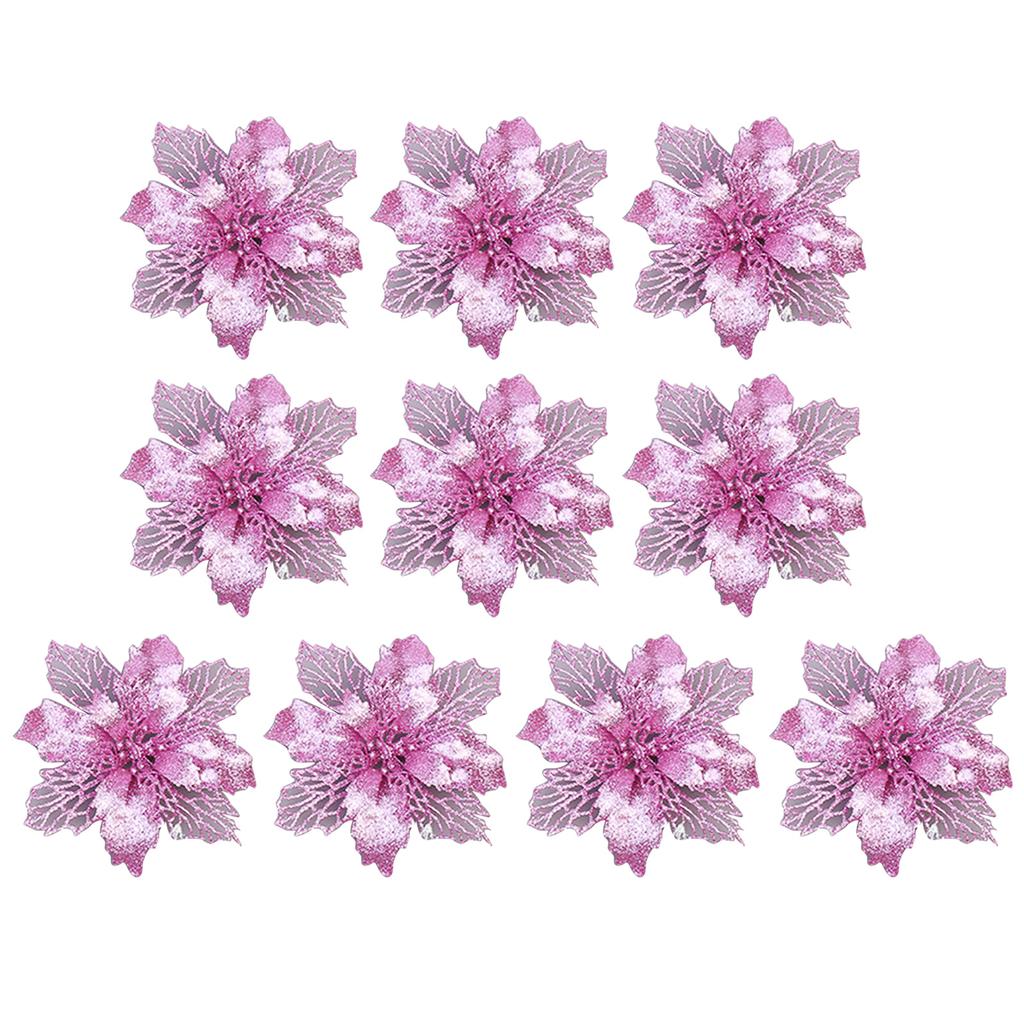 10pcs 11cm Big Artificial Glitter Flower Christmas Tree Pendants Ornament DIY Xmas Party Decoration