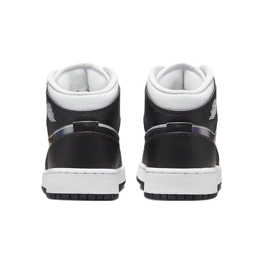 Air Jordan 1 Mid GS Hologram Kids Sneakers Black New-Emerald University-Red DR9495-001