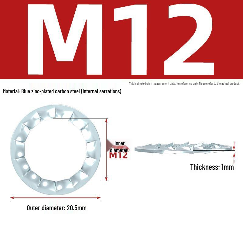 Carbon Steel Zinc-Plated Lock Washer with Inner and Outer Teeth