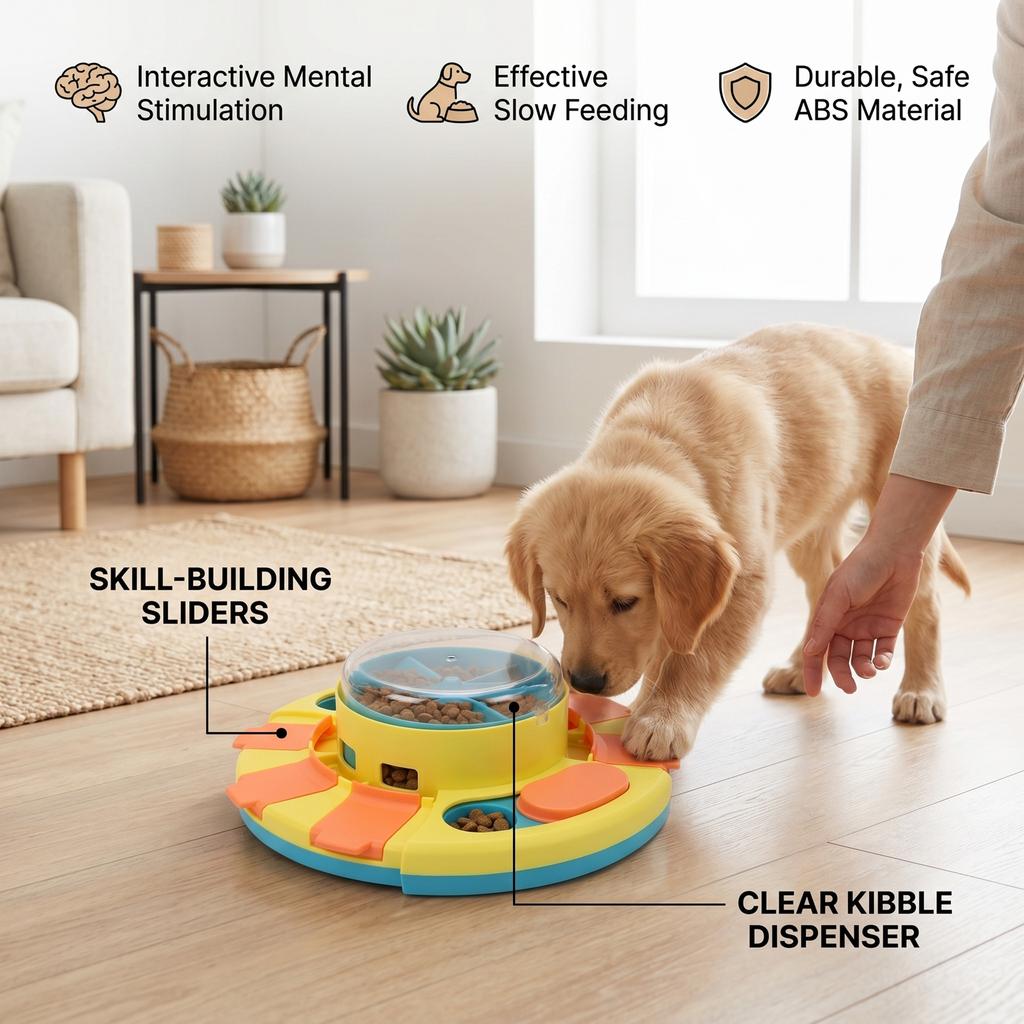 Food Puzzle Slow Feeder Non Slip Base Stable Smart Pressing Function Dog Interactive Treat Dispenser Type 2