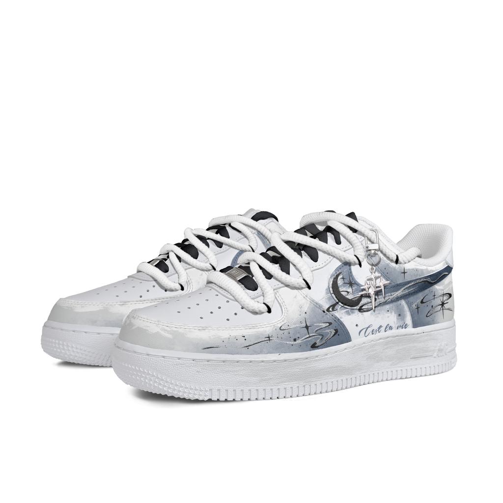 Nike Air Force 1 Cow Leather Abrasion Resistant Low Top Skateboard Shoes Men's Blue CW2288-111(Team613-)