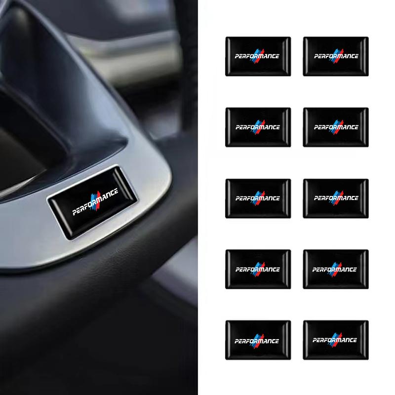 10pcs 3D Car Stickers Emblem Steering Wheel Badge Decals Auto Logo Styling For BMW Performance MINI F30 X3 F10 E90 F20 E46 E39 gzjm96