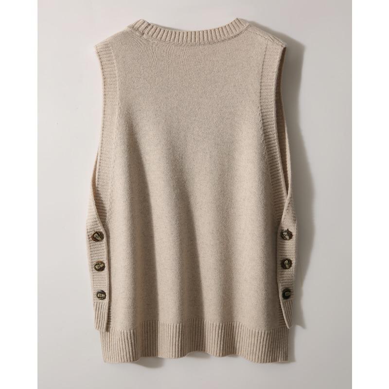 O Neck Fashion Sleeveless Women Knitted Sweater Vest Autumn and Winter Loose Simple New Office Tank Top Elegant Buttons Simple Clothing