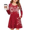 Christmas Day Girls' Long Sleeve Dress - Color Pocket Dress