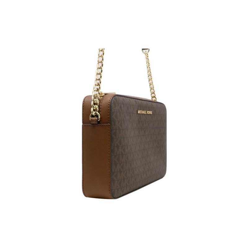 MICHAEL KORS Jet Set Long Presbyopia Printed Retro Letters LOGO Chain Camera Bag Shoulder Bag Leather Crossbody Bag Regular Women's Brown