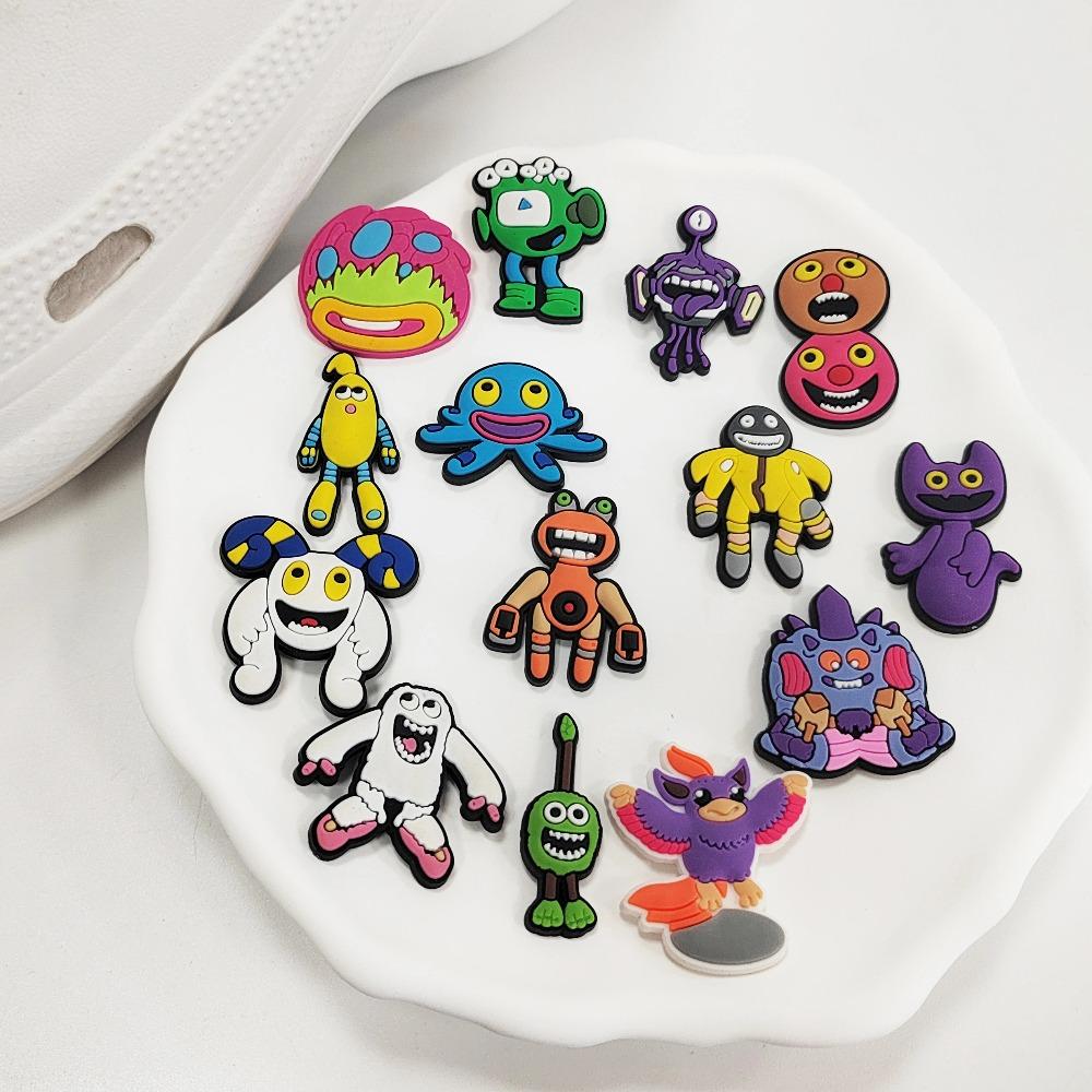 15-delige Sets Monster Muziekspel Cartoonserie Schoenaccessoires voor Klassieke Houten Klompen Decoratie, Kindercadeau