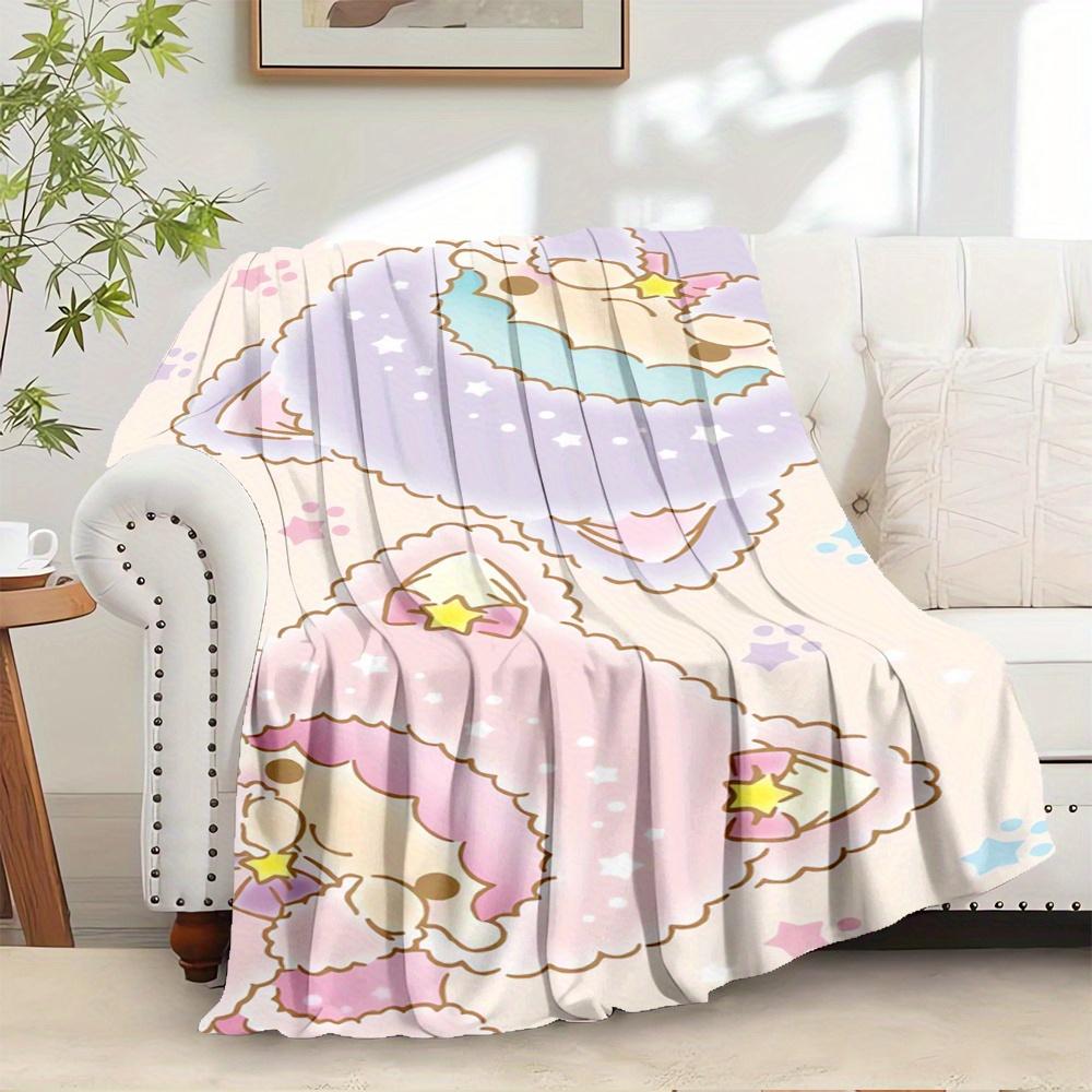 

1pc Flannel Cute, Pastel, Little Twin StarsThrow Blanket, Cartoon Truck Pattern Printed Blanket, Warm Cozy Soft Blanket For Couch Bed Sofa C 130x150cm