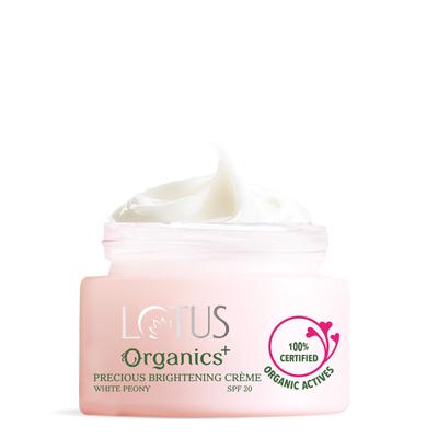 Lotus Organics+ Precious Face Cream With White Peony| Glowing Skin | For Dark Spots, Blemishes & Pigentation | SPF 20 | 100% Certified Organic Whit