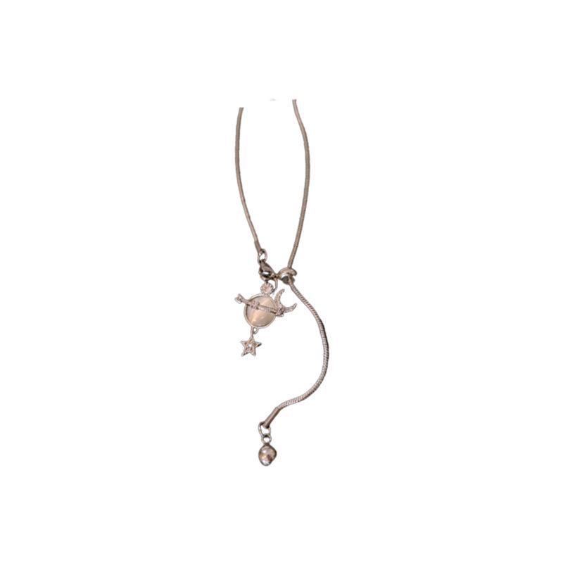 Zircon Star and Moon Korean Necklace – Chic Autumn/Winter Fashion Sweater Chain for Women