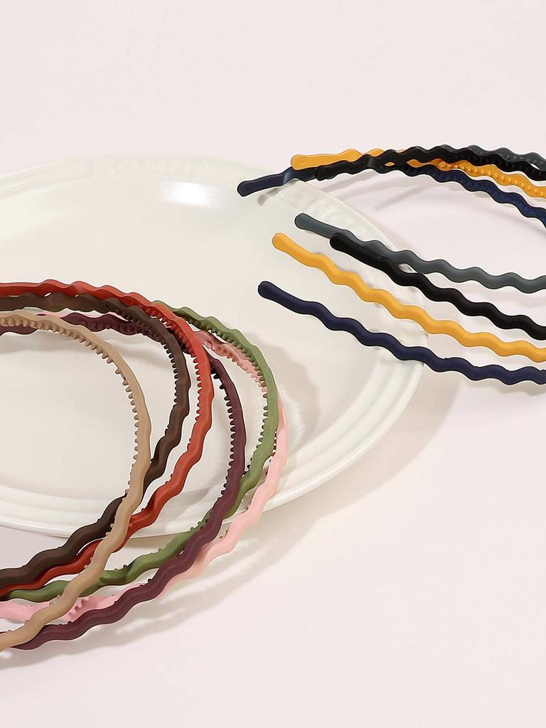 10 Pièces Bandeau Antidérapant Denté Couleurs Mélangées Cheveux Pressés Lavage du Visage Accessoires Bandeau pour Femmes Filles Cheveux Fins Épais