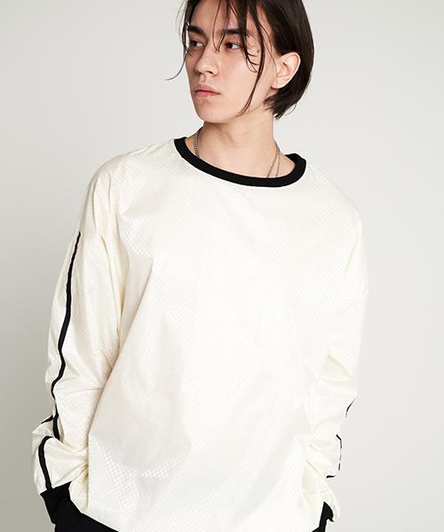 Tener Satin Checkered String Over Coloring Sweatshirt Ivory F