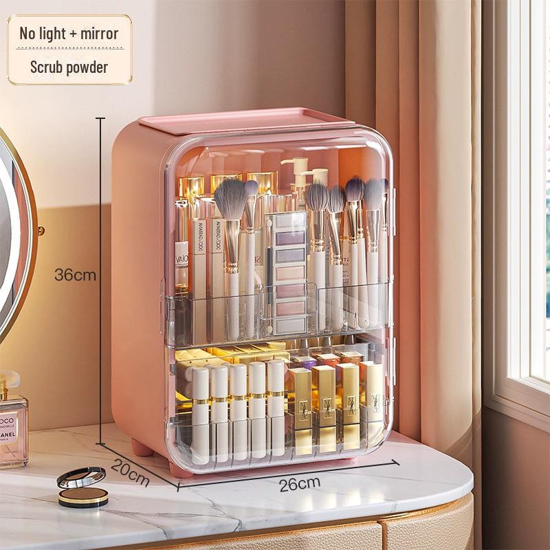 Boîte de Rangement Cosmétique Anti-Poussière de Grande Capacité avec Miroir pour Coiffeuse.