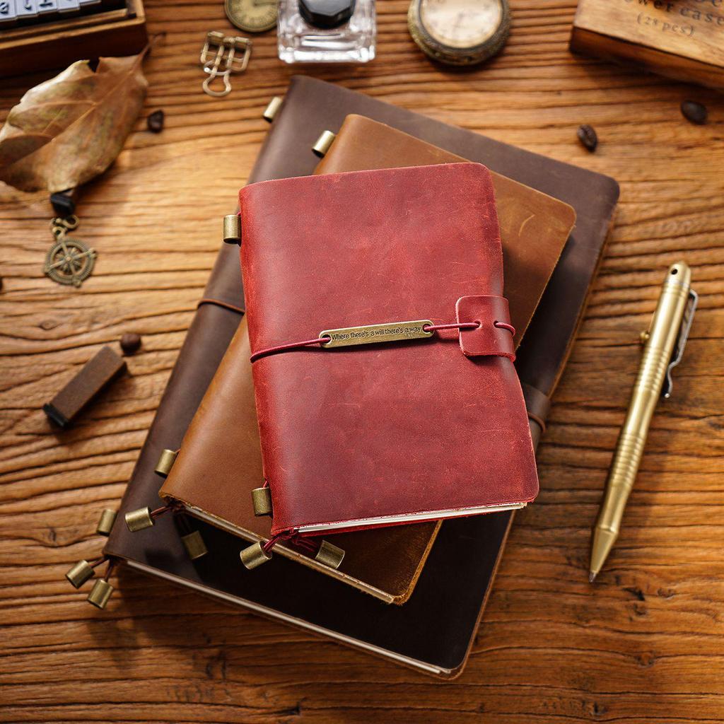 Cuaderno de Cuero Genuino TN Vintage - Diario y Bloc de Notas de Cuero Vacuno Crazy Horse Hecho a Mano En Stock