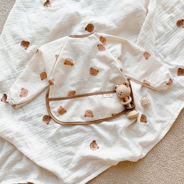 Dottu Dot djurvänner vattentät klänning babyhaklapp barnmat sängkläder, Happy Dotcom M_klänningstyp vattentät haklapp, 1 st