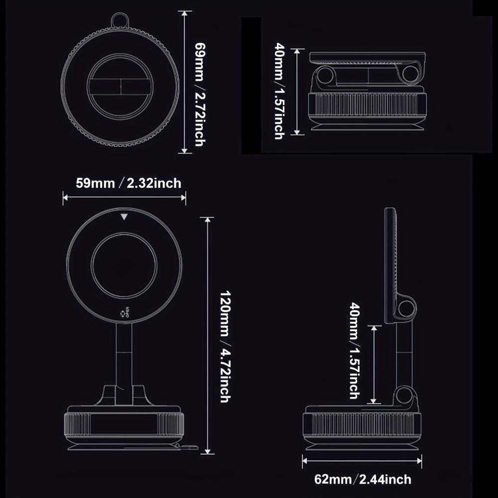 360 Adjustable Magnetic Foldable Phone Holder, Universal Portable Mount for Car Gym Bathroom Mirror All Smartphones