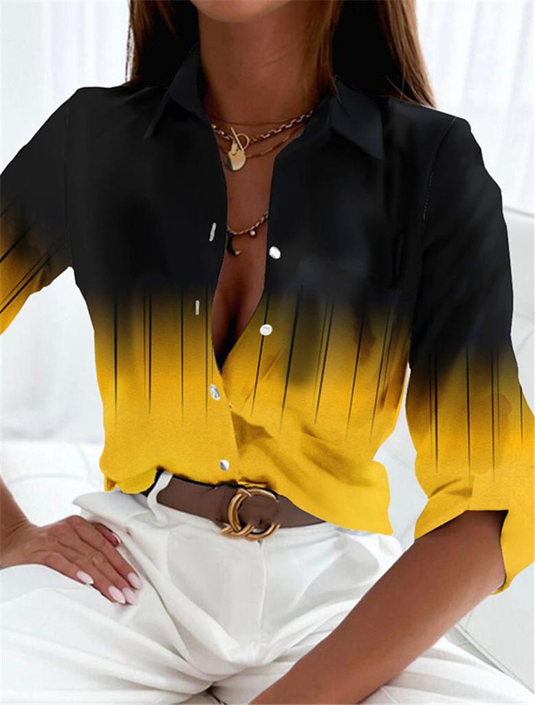 Fashion Gradient Pattern 3D Print Women Long Sleeve Shirts Spring Autumn Holiday Casual Street Ladies Blouse Women's Clothing