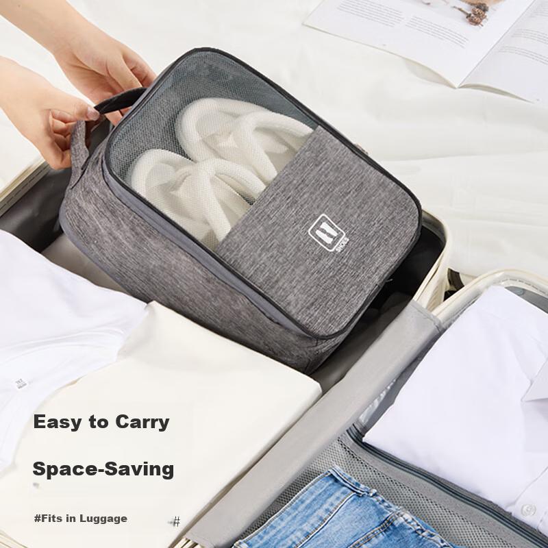 Etravel Travel Shoe Storage Bag Hanging Shoe Organizer for Luggage Multi-Pair Travel Home Shoe Bag Gray