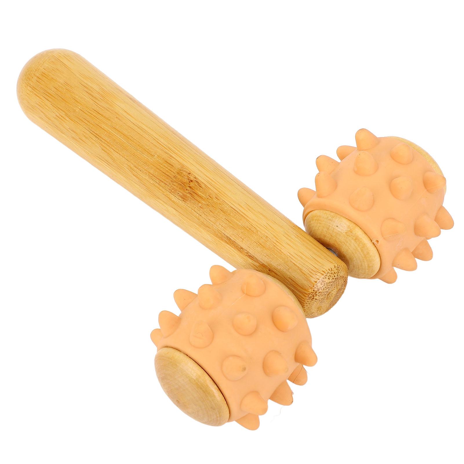 

Массажный ролик с ручкой Игольчатые массажные мячи 2-колесный массажный инструмент для талии, ног, рук