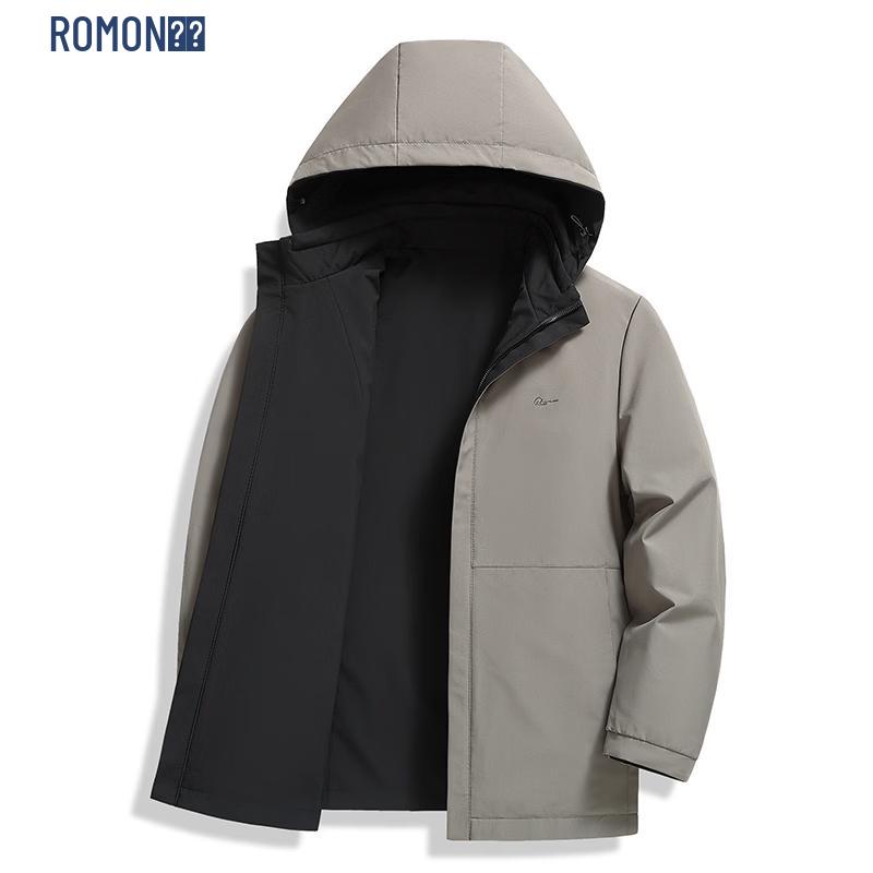 Luomeng Reversible Milk Silk Business Casual Men s Jacket with Detachable Hood 180