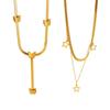 18K Gold & Titanium Steel Double Layer Butterfly Pearl Necklace - Elegant, Durable, Colorfast Women's Clavicle Chain