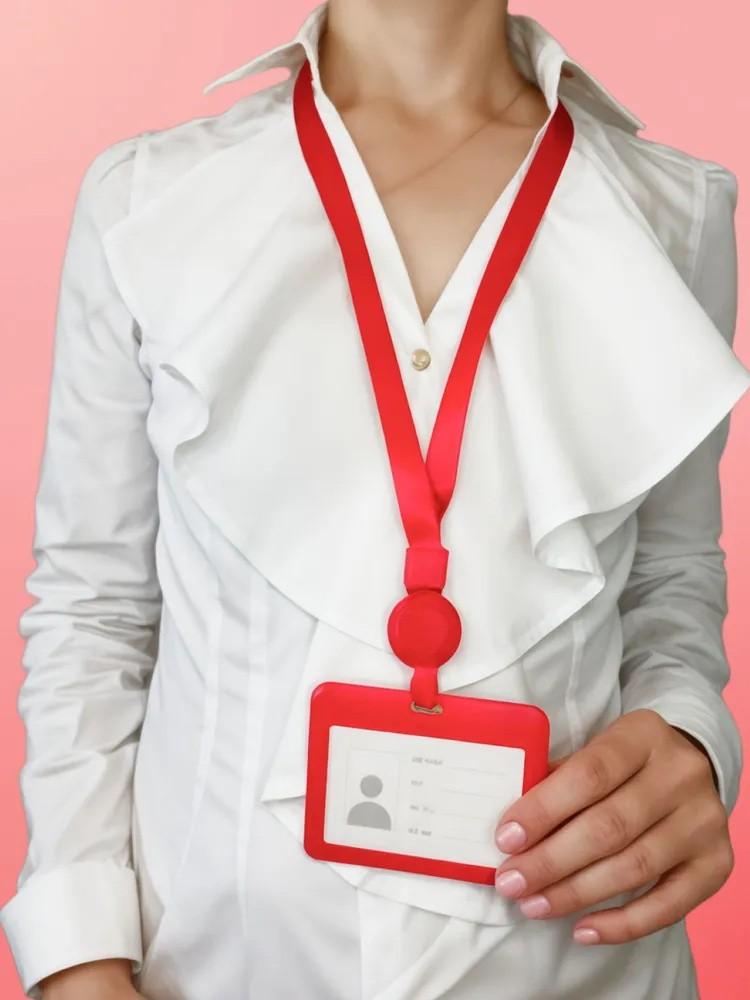 6 Double-sided Transparent Work Card Holder Retractable Lanyard Work ID Holder Work Card Student Card Holder