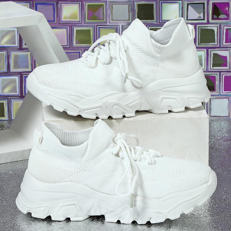

Неуклюжие кроссовки, модные тканые дышащие повседневные спортивные туфли с мягкой подошвой, удобные уличные кроссовки, модные все носки, обувь 45 белый