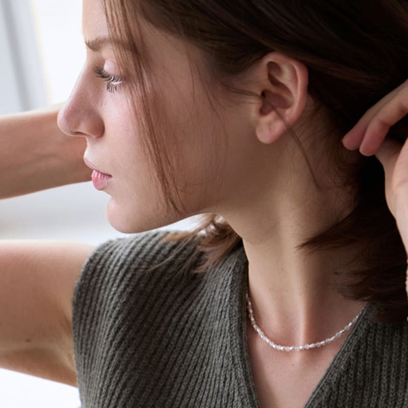 PAIGEFLYNN JEWELRY [925 Silver] Newage Jade Freshwater Pearl Necklace