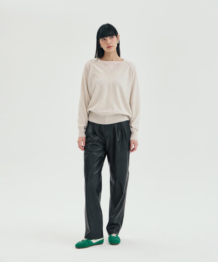PINBLACK Double-Pleat Baggy Leather Pants