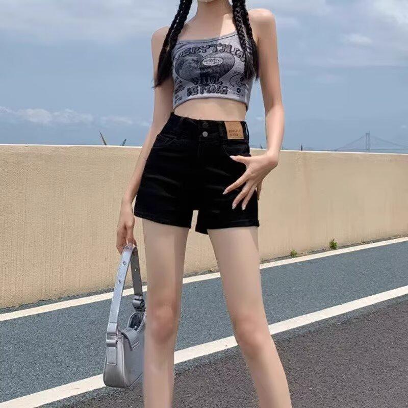 Women's High-Waist Black Denim A-Line Shorts - Summer 2026 Collection