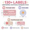 140Pcs Personalized Name Labels Waterproof Custom Stickers 8 Styles For Kids Bottle Lunch Box Clothes Backpack