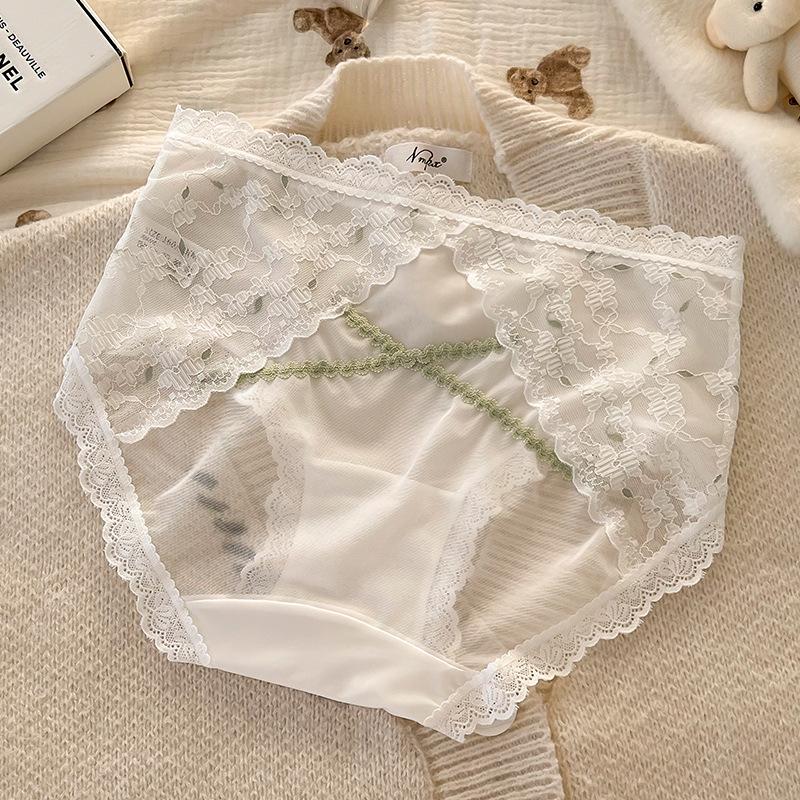 Ladies Summer Thin Style Pure Desire Lace Sexy Hollow Waist Pure Cotton Extension Crotch Triangle Briefs