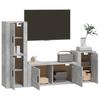 4 Piece TV Cabinet Set Concrete Grey Particleboard