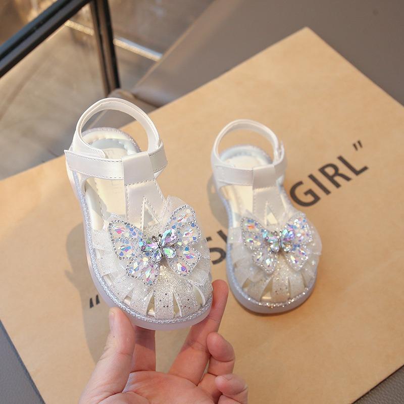 New Summer Girls Closed-Toe Princess Sandals, Soft Sole Fashion Anti-slip Versatile Casual Sandals for Little & Middle Kids