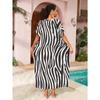 Plus Size Women's New Beach Holiday V Neck Long Skirt Bikini Sunscreen Shirt Swimsuit with Cover Up