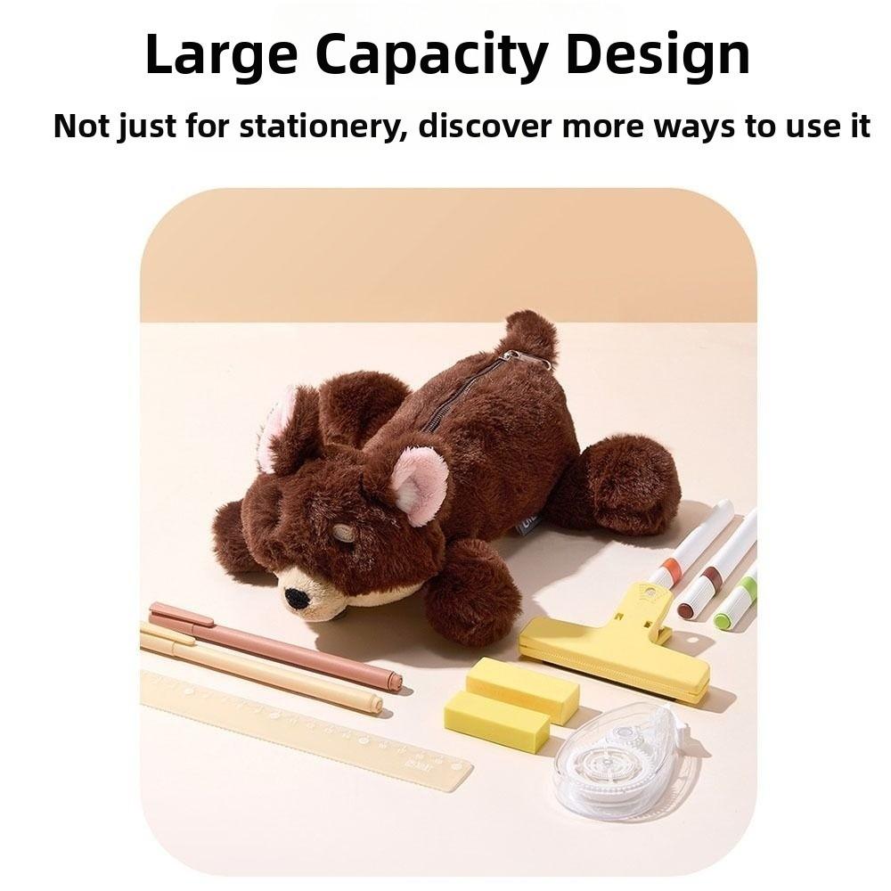 Large Capacity Pencil Case Cartoon Animal Stationery Organizer Gift Storage Bag  Student