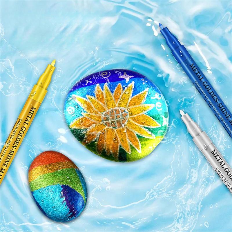 12 Colors Highlighter Graffiti Manga Art Metallic Colorful Paint Pen Art Marker Waterproof Marker Pen Supplies Stationery