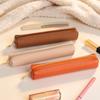 Slim Pencil Case Waterproof Lychee Grain Pu Leather Cosmetic Pouch Portable Makeup Bag For Lipstick Makeup Brushes Pen Bag