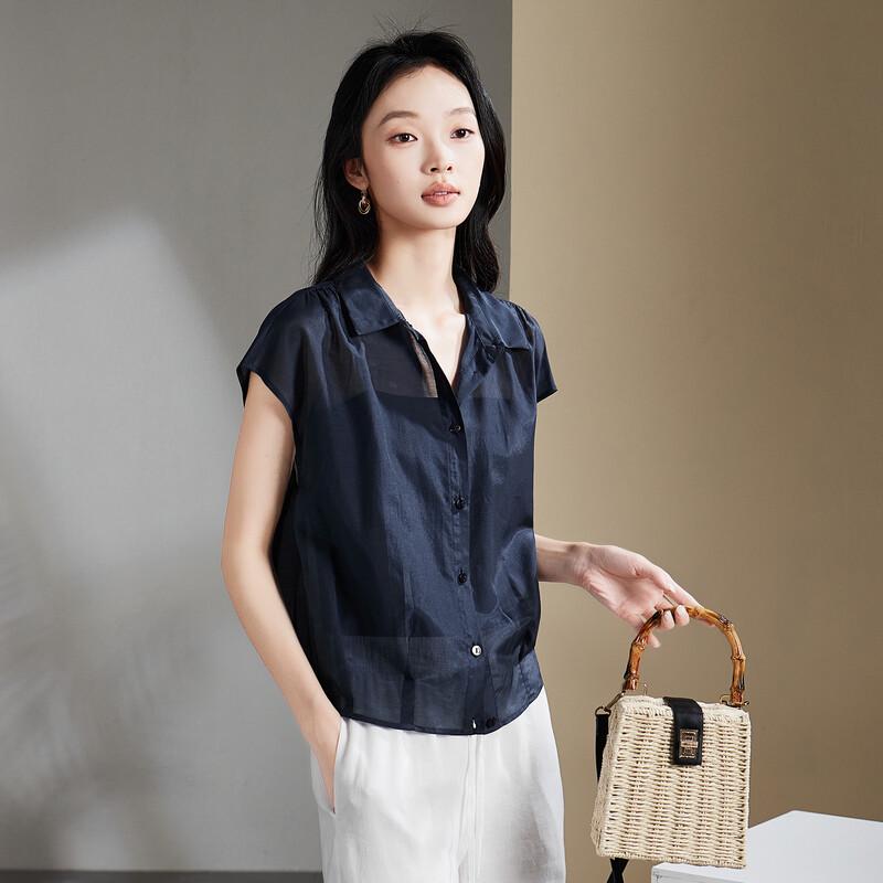 SOFSIL Silk Blend Lapel Short Sleeve Shirt XL