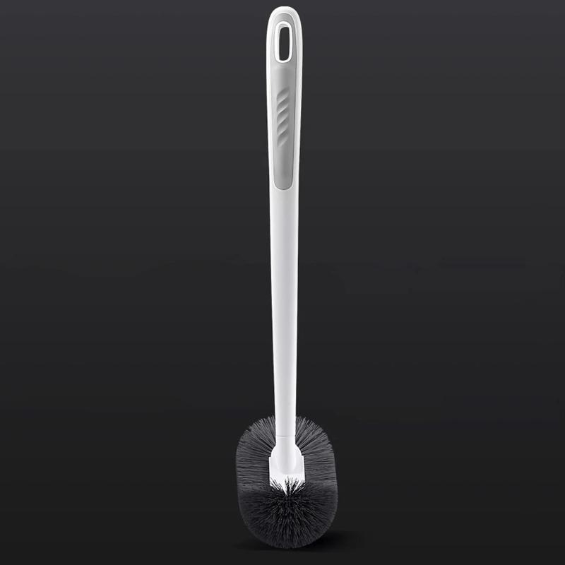 Wall Mounted Toilet Brush with Long Handle, No Dead Corners Cleaning Tool for Bathroom, Space-Saving Toilet Scrubber with Holder