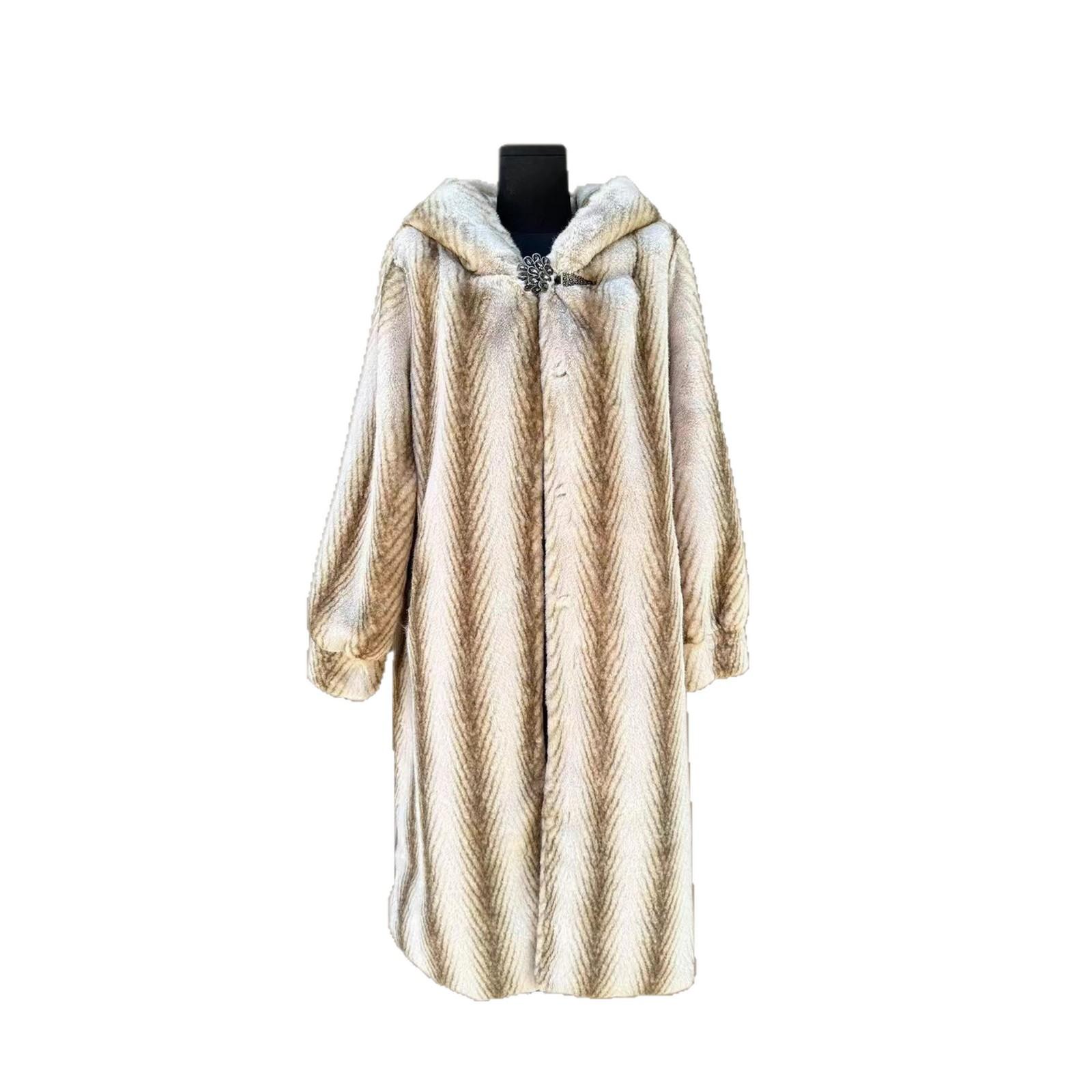 

25 лет Зимнее Новое Высококачественное Кожаное Пальто Женское Зимнее Утепленное и Удлиненное Меховое Пальто Халат one size fits all