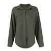 Women's Pocket Blouse Solid Color Casual Loose Long Sleeve Top