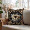 Printed Pattern Mystical All Seeing Eye Pillowcase Boho Wiccan Spiritual Cushion Cover 18x18 Inch Black Gold Home Decor Gift
