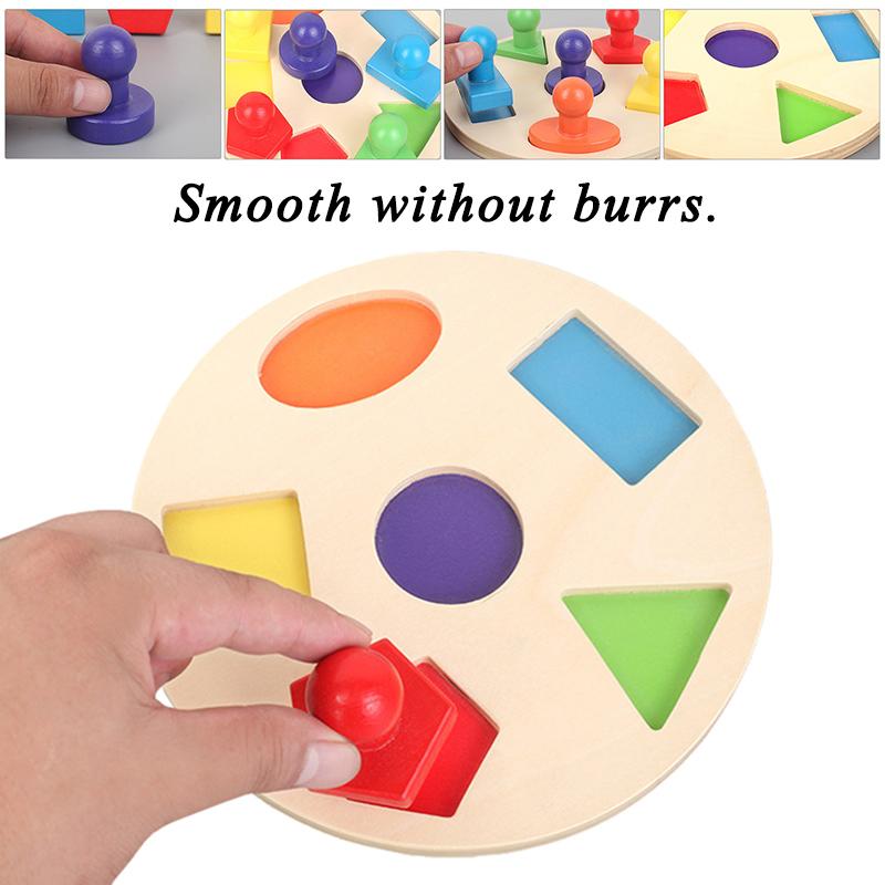 Children's Montessori Wooden Toys Geometric Shape Matching Baby Hand Grasping Board Sensory Game Educational Toys for Children