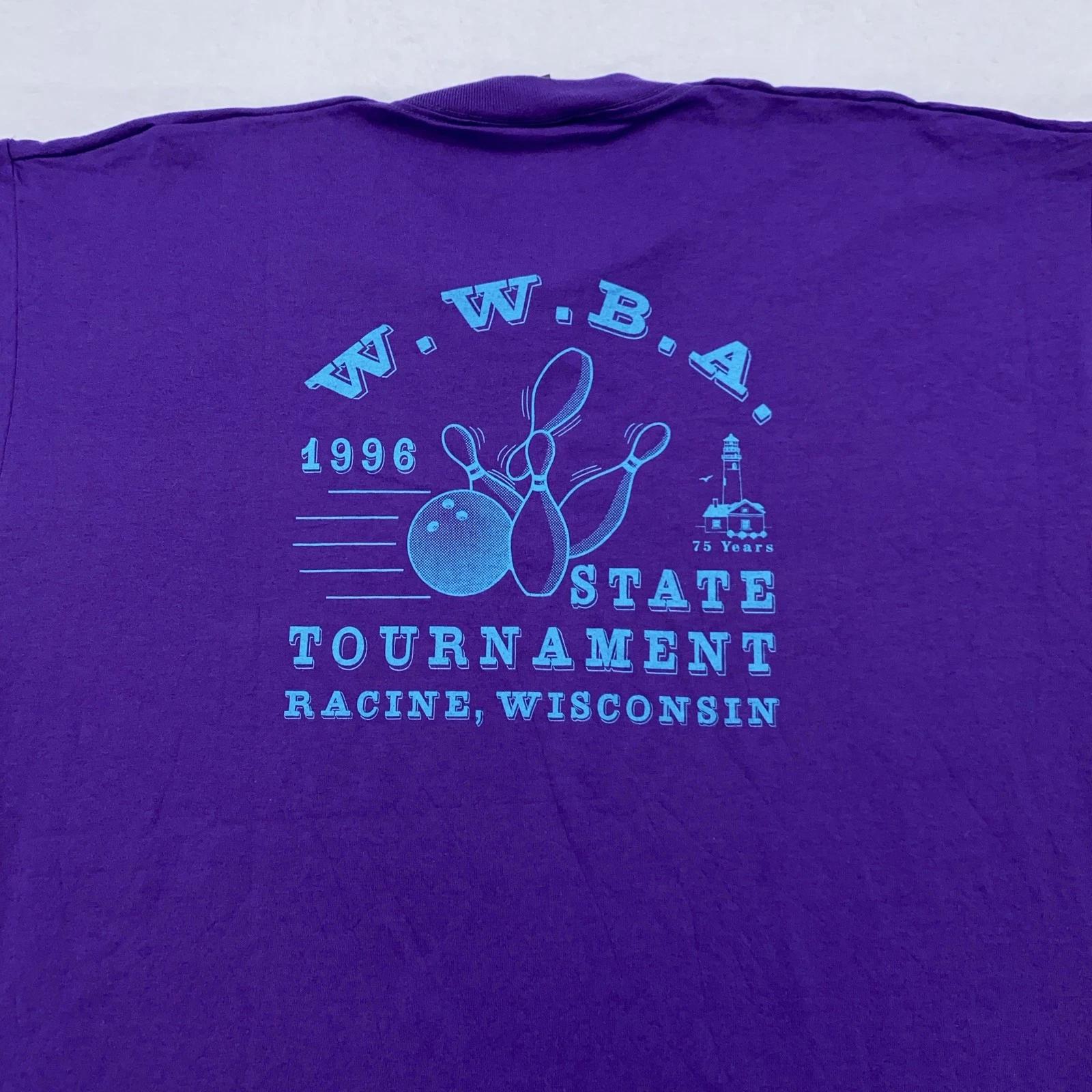 Vintage 1996 Racine Wisconsin WWBA State Bowling Tournament Shirt Mens XL 90s L