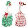 Christmas Goose Outfit Red Green Porch Goose Skirt with Hat for 23 Inch Goose Statue Holiday Goose Costume for Garden Backyard Patio Lawn Decor